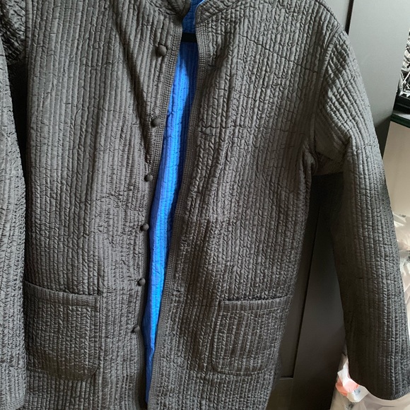 100% Raw Silk Reversible Blue/Black Jacket -New - Picture 3 of 7